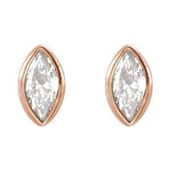 Kazi Luxury 14K Rose .07 CT Natural Diamond Press Fit Back Stud Earring